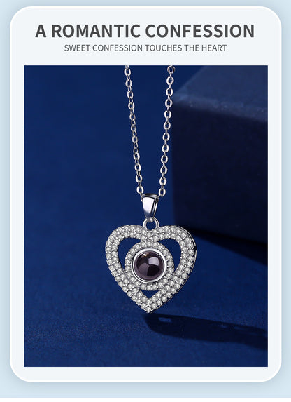 Photo Projection Heart Pendant Necklace