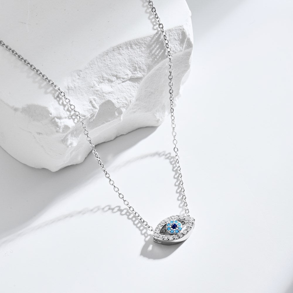 Fashion personality zircon devil eye pendant necklace - jewelryweilin