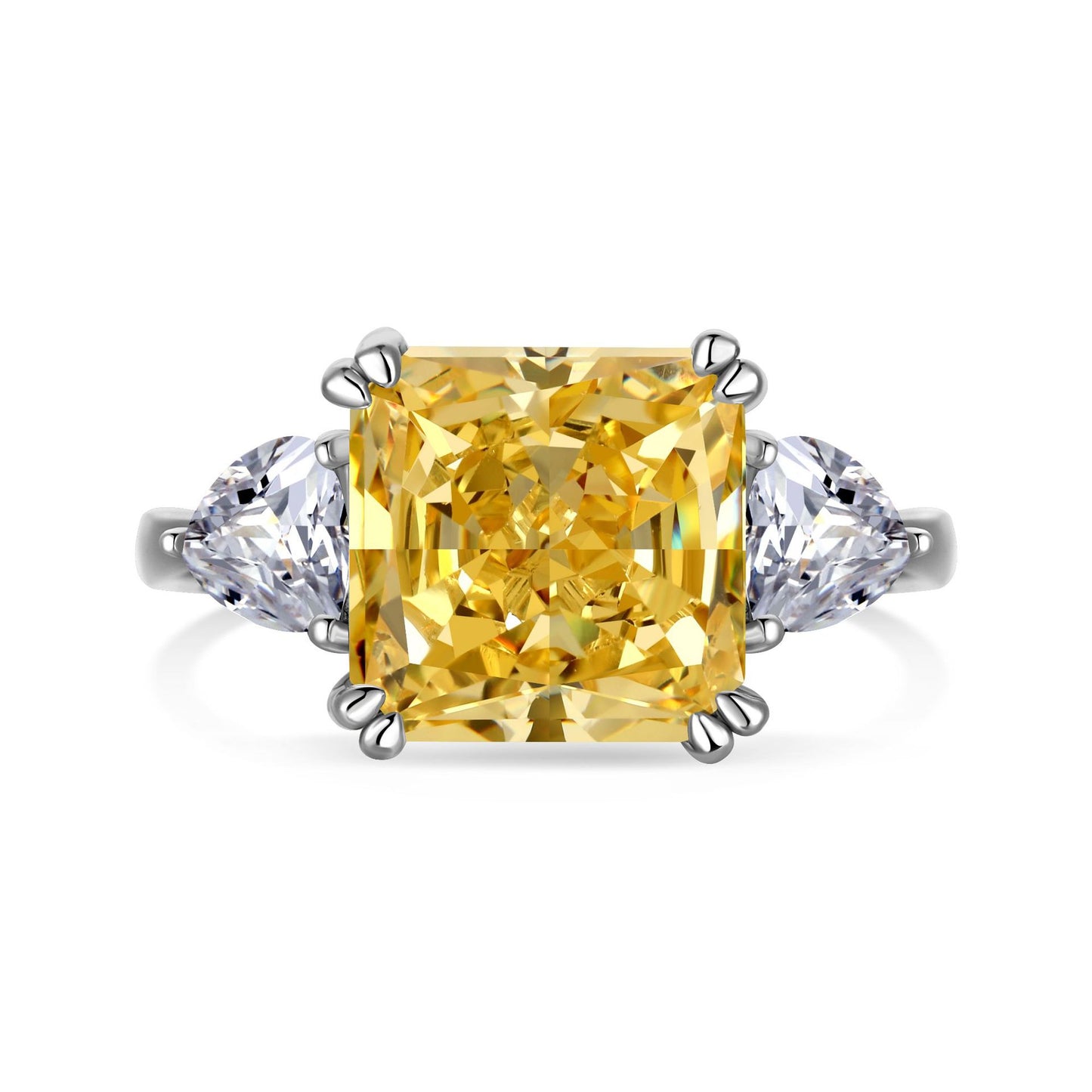 Classic noble shining ice flower cut high carbon diamond zircon ring - jewelryweilin