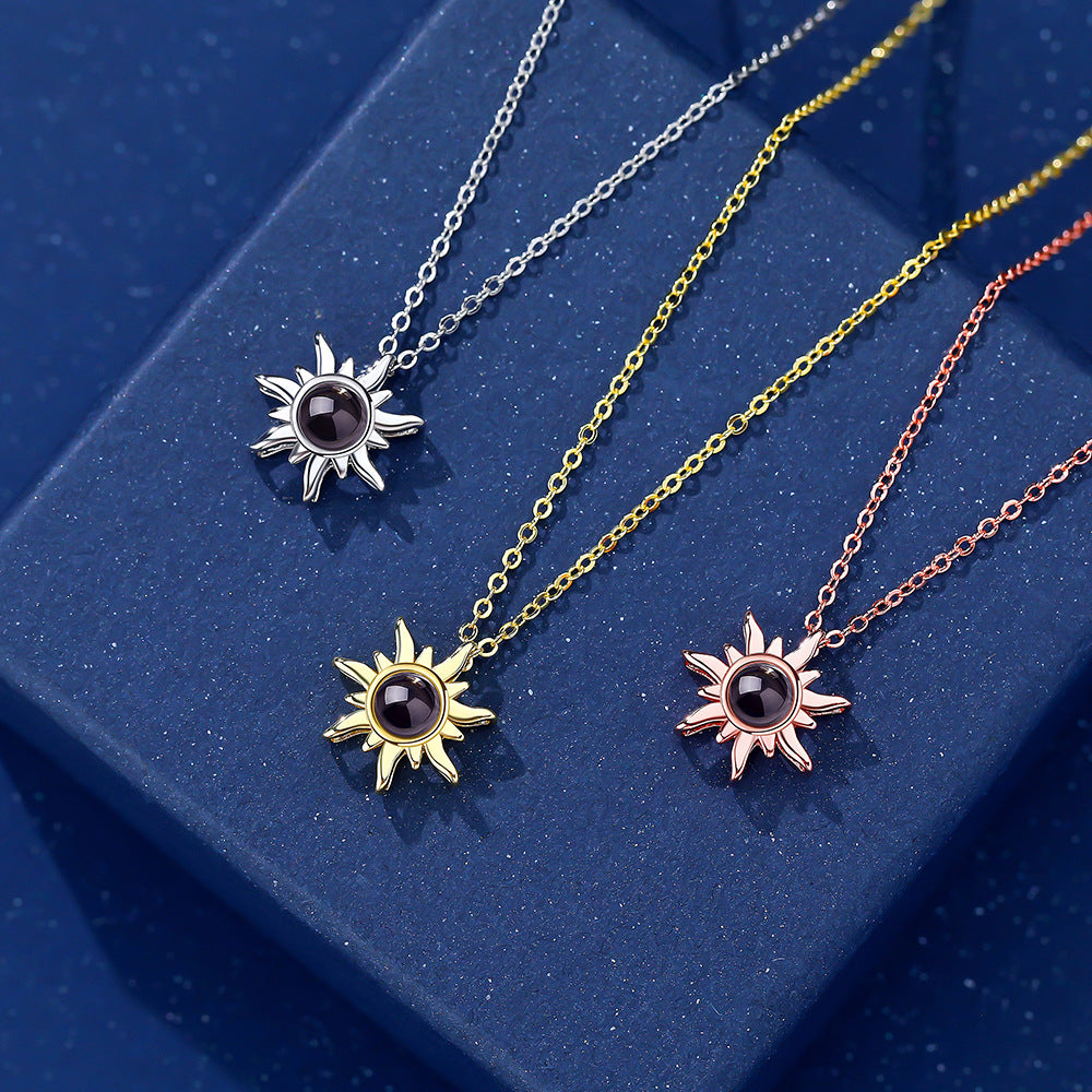 Photo projection sunflower necklace