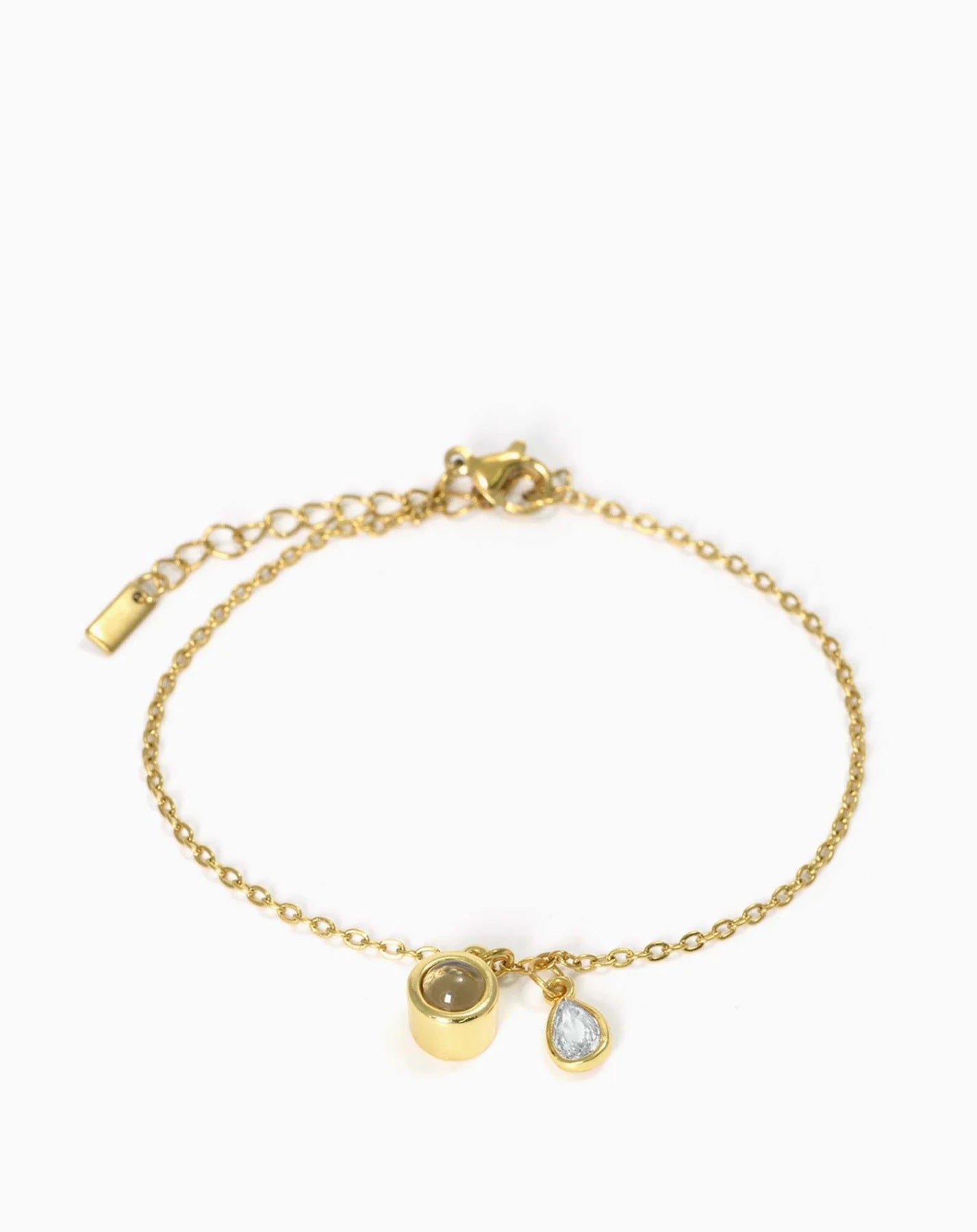 Photo projection water droplet shape zodiac stone bracelet