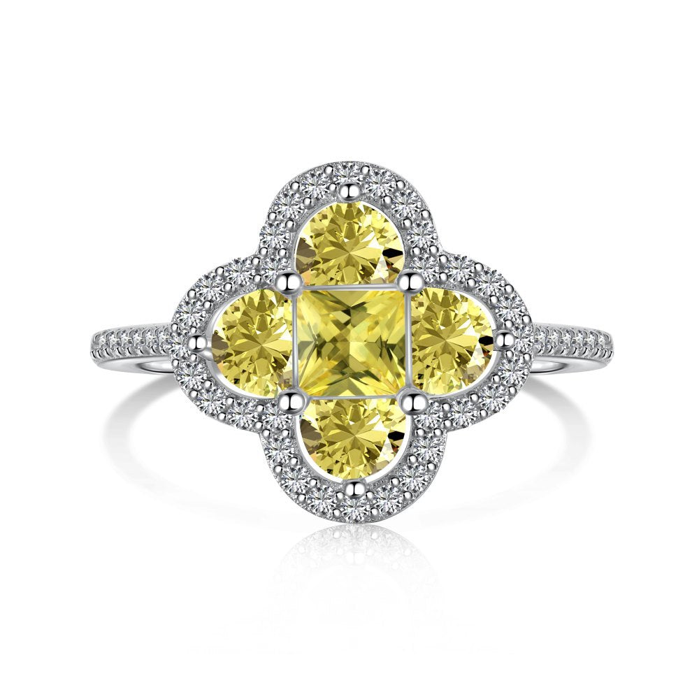 Classic noble shining ice flower cut high carbon diamond zircon ring - jewelryweilin