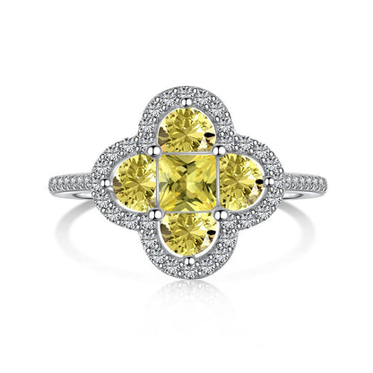 Classic noble shining ice flower cut high carbon diamond zircon ring - jewelryweilin