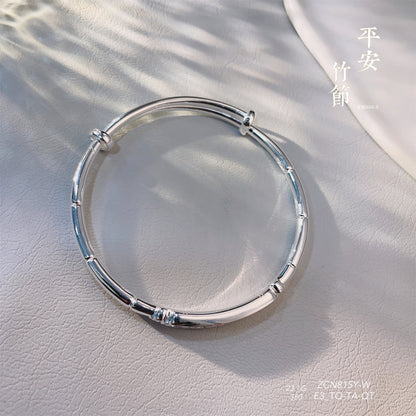 Fashionable Shiny Peace Bamboo Sterling Silver Bracelet