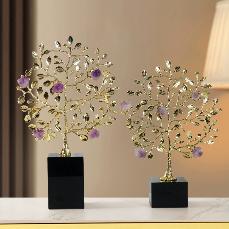 Nuevos adornos decorativos de árbol de la fortuna de amatista de estilo chino
