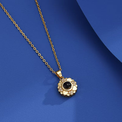 Collar de girasol con proyección de fotos