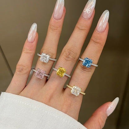 Classic and fashionable ice flower cut zircon ring - jewelryweilin