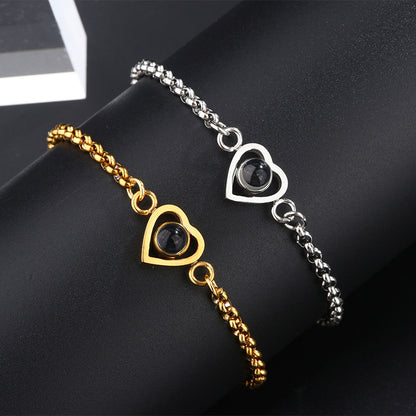 Photo projection heart shape bracelet