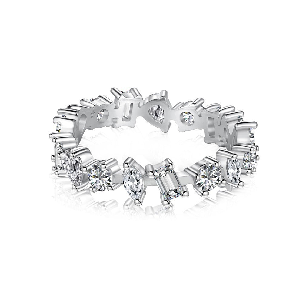 Fashionable and high-end sparkling diamond full diamond ring - jewelryweilin