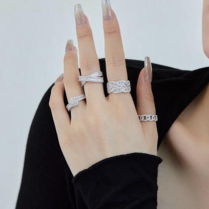 Fashionable and high-end sparkling diamond full diamond ring - jewelryweilin