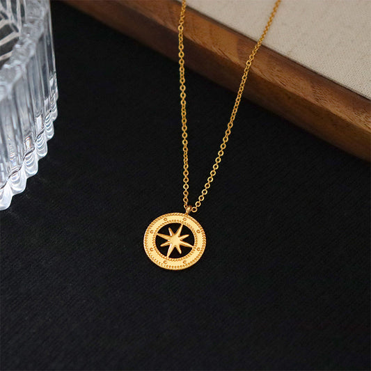 Fashionable and popular personality retro eight-pointed star necklace - jewelryweilin