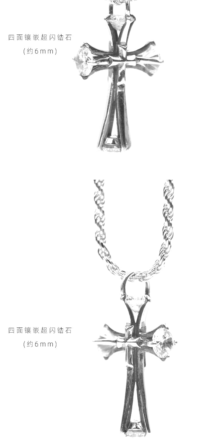 Zircon cross pendant hip-hop necklace