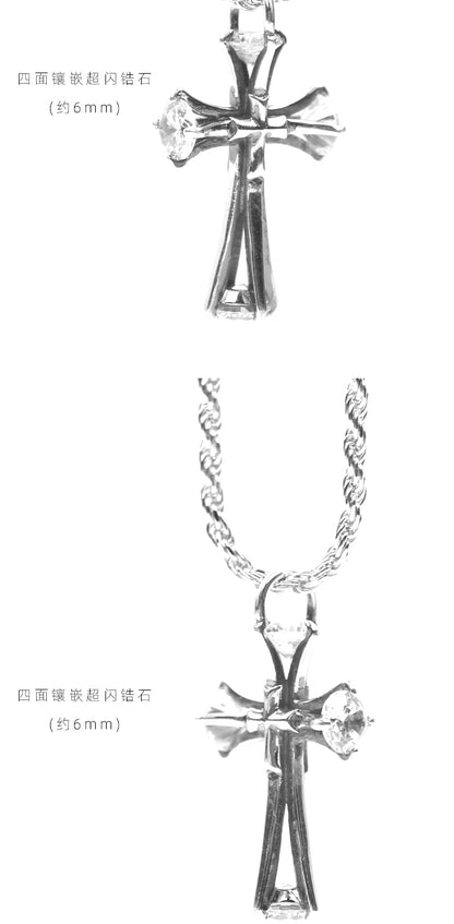 Zircon cross pendant hip-hop necklace