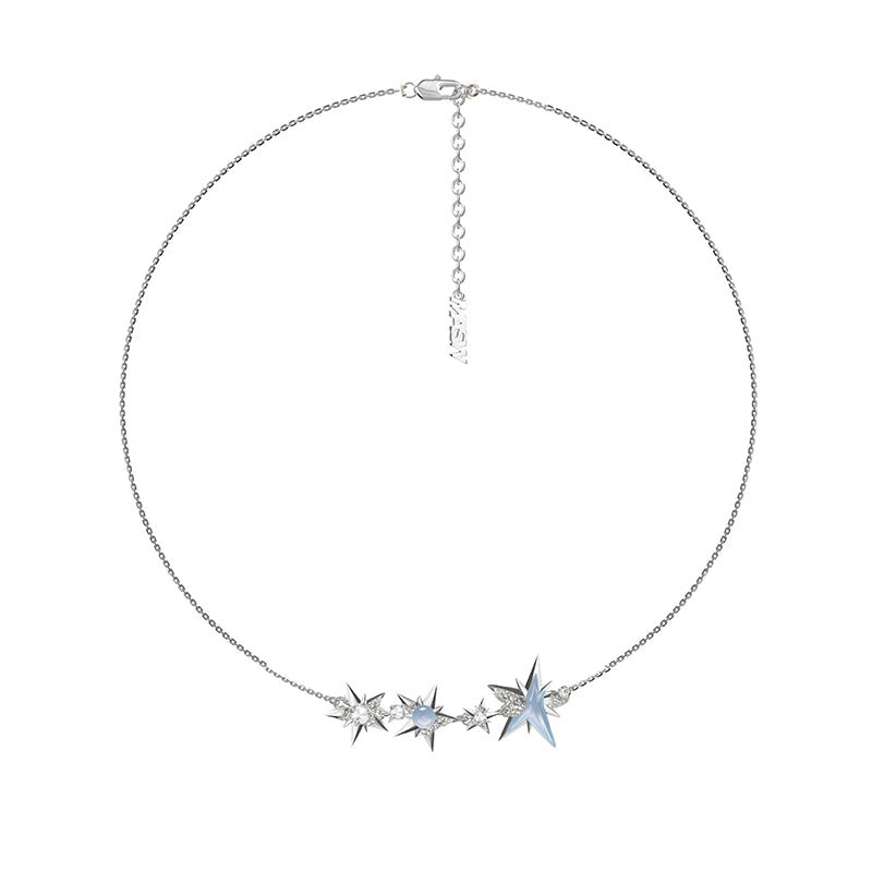 Ice blue starburst necklace