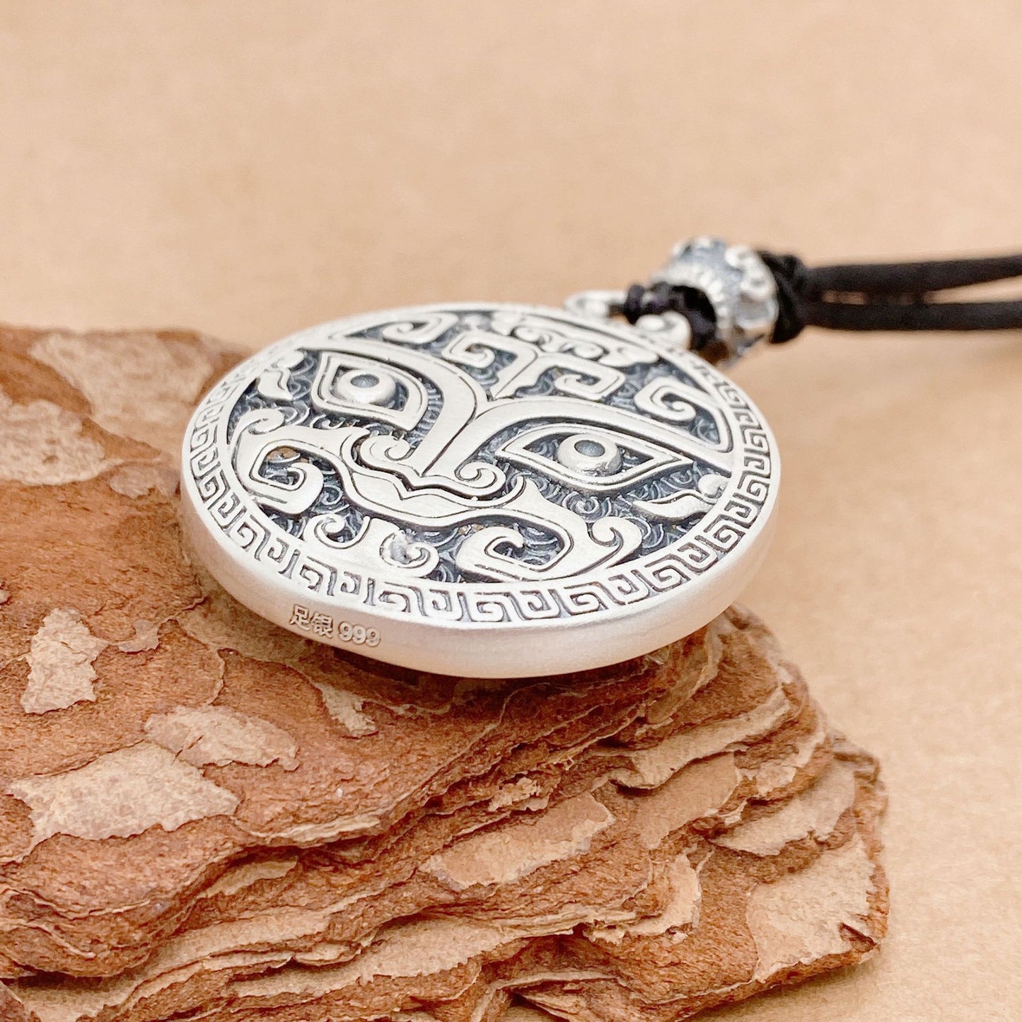 Chinese style sterling silver pendant necklace