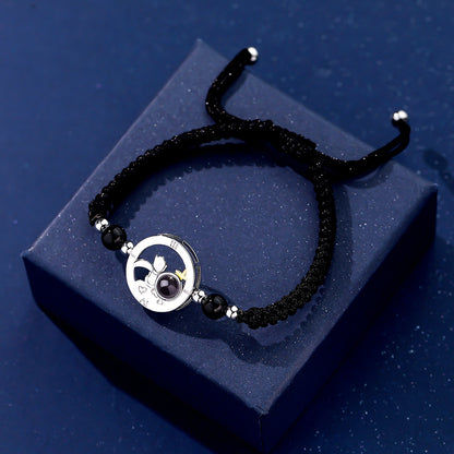 Photo projection sun and moon lovers braided bracelet