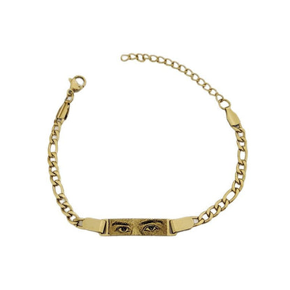 Brazalete con cadena de mano con imagen y texto grabado personalizado 