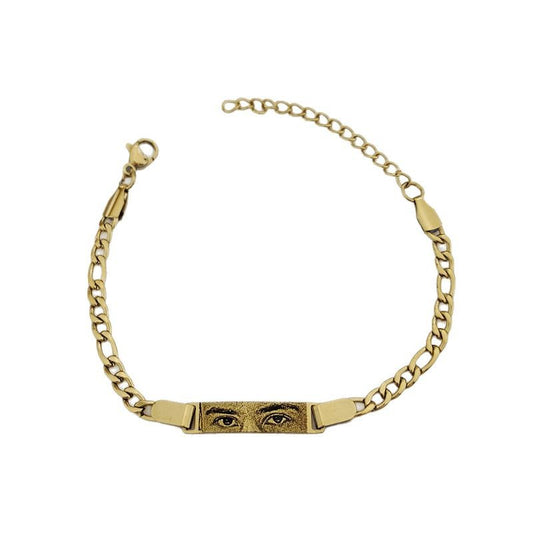 Custom engraved text picture bangle hand chain