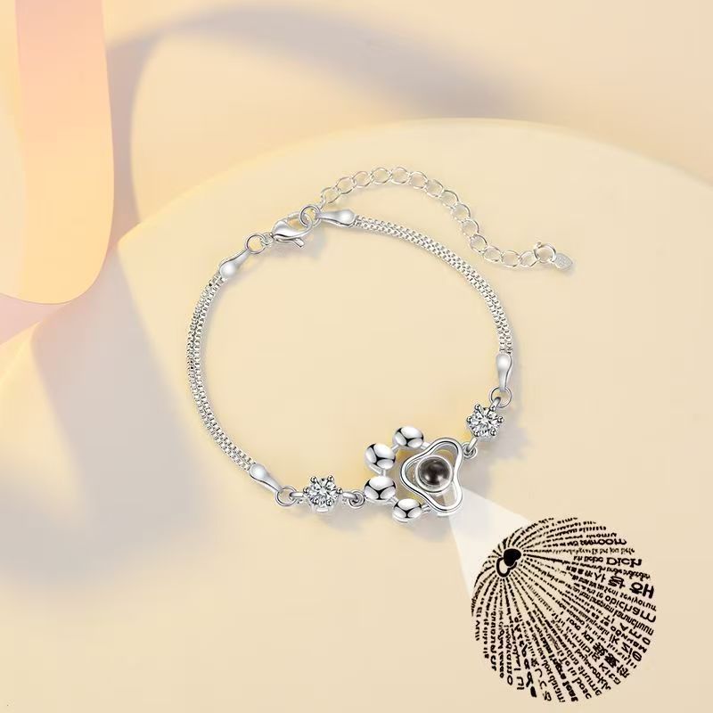 Dog paw print projection photo bracelet