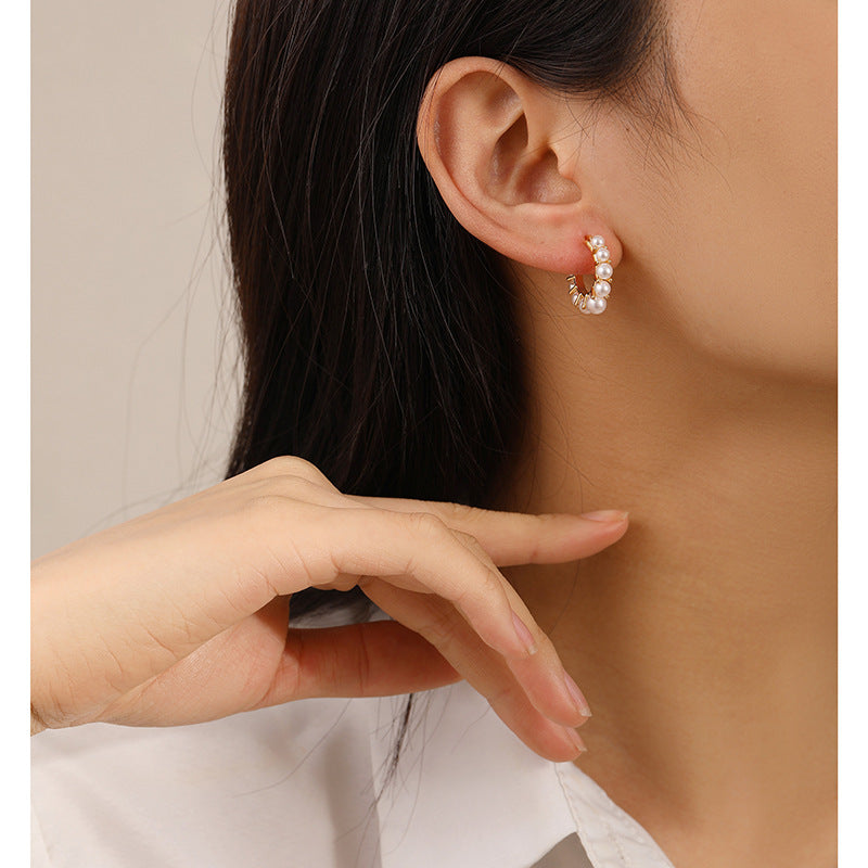 High-end white pearl earrings - jewelryweilin