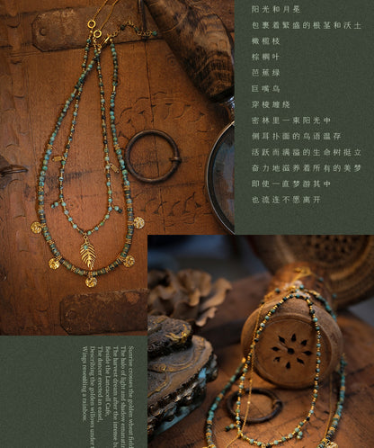 Ethnic-style green turquoise necklace