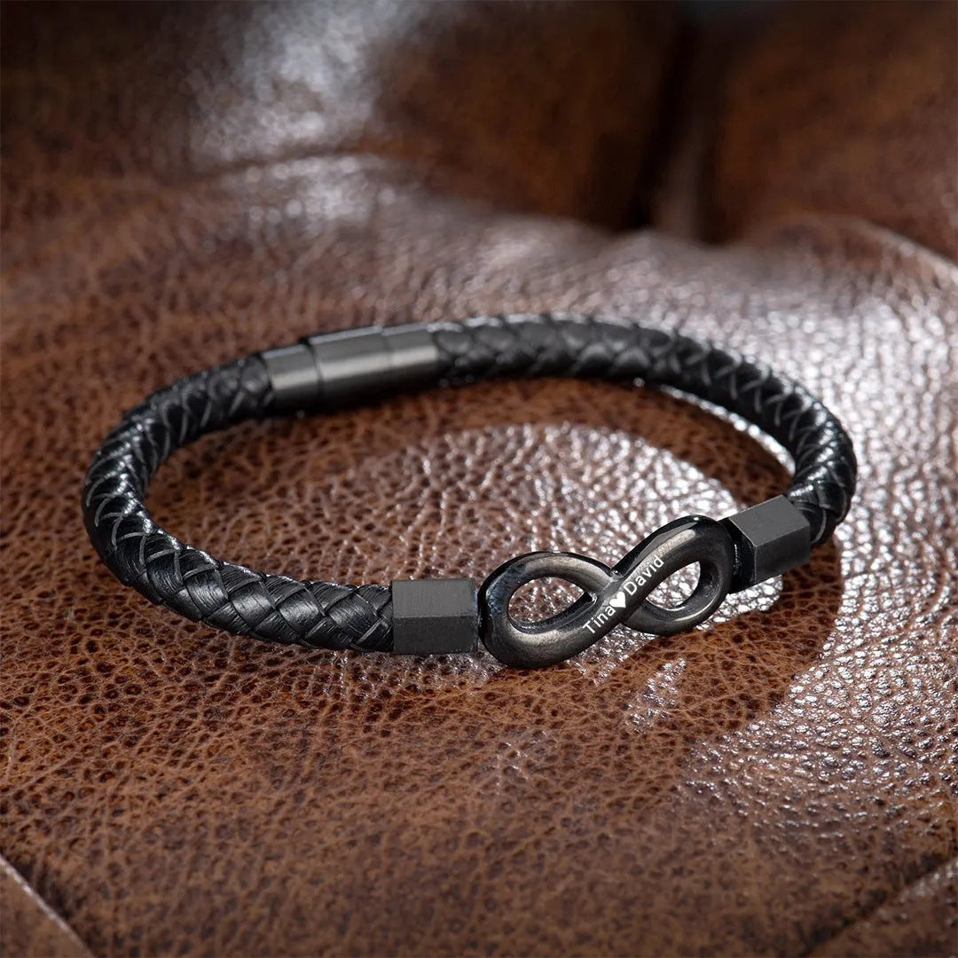 DIY engraved 8-character leather cord bracelet