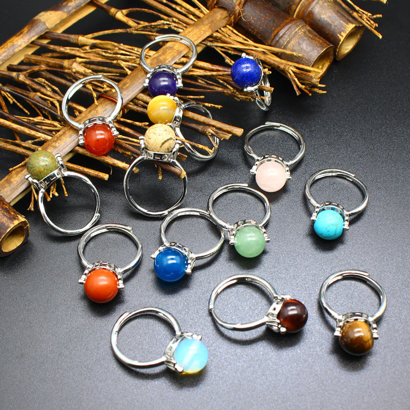Natural stone lucky beads ring