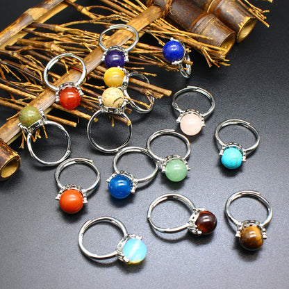 Natural stone lucky beads ring
