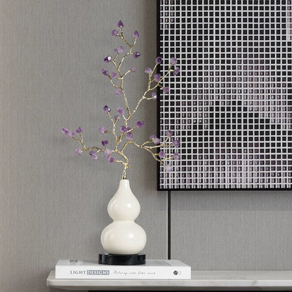 Adornos para muebles de calabaza de cerámica con grietas de hielo y árbol de amatista natural de estilo chino.