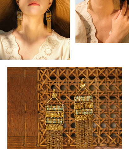 Retro light fringe earrings