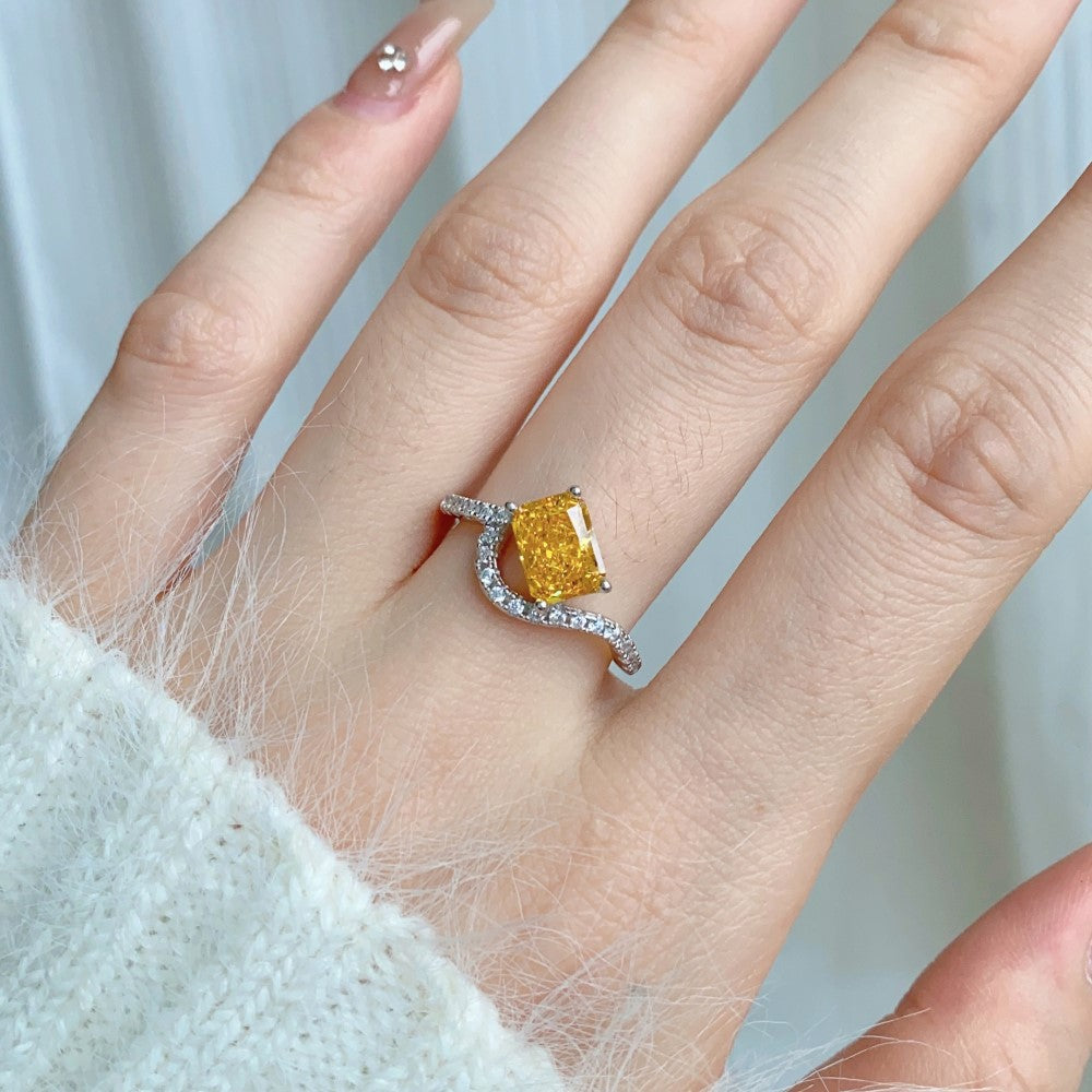 Classic noble shining ice flower cut high carbon diamond zircon ring - jewelryweilin