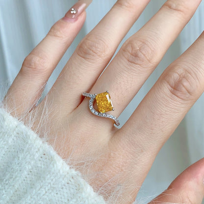 Classic noble shining ice flower cut high carbon diamond zircon ring - jewelryweilin