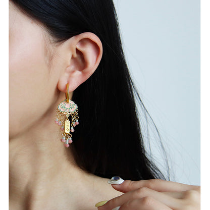 Chinese ancient retro colorful oil drop earrings - jewelryweilin