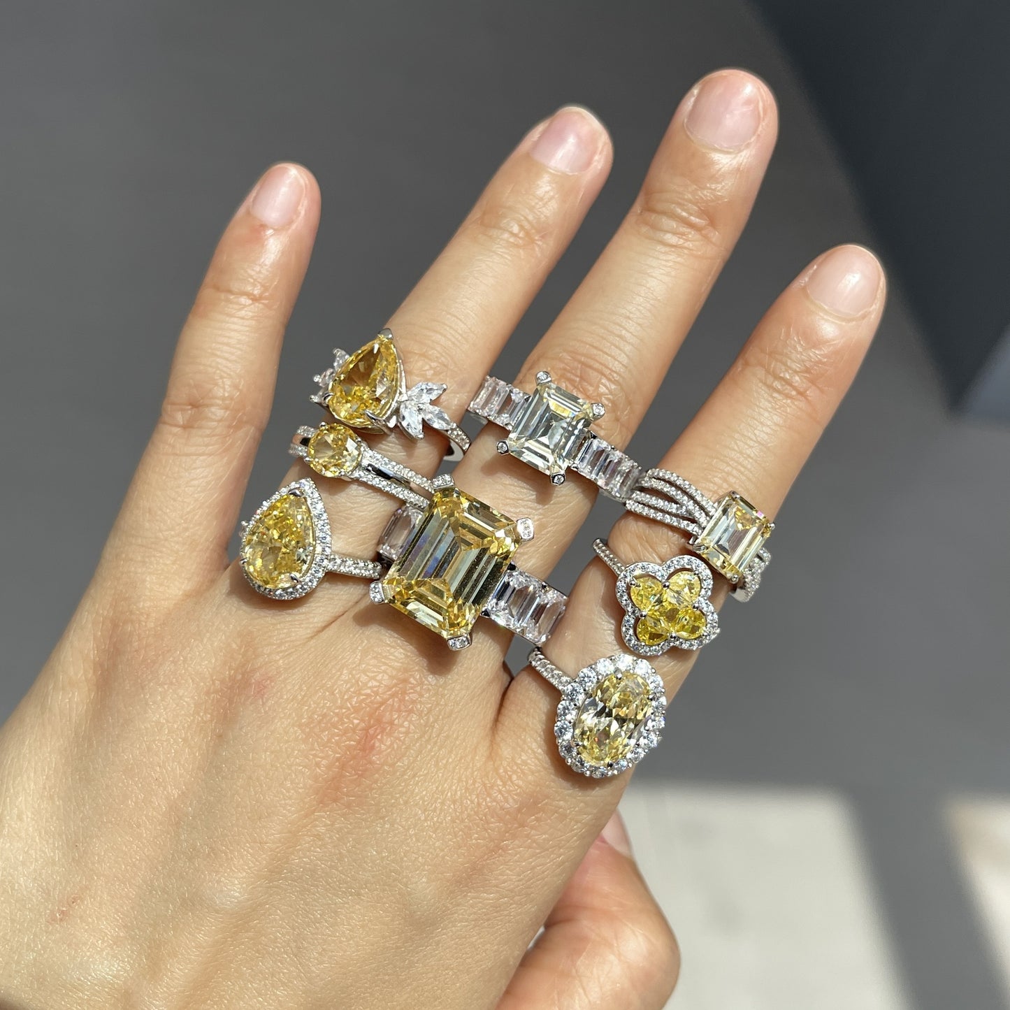 Classic noble shining ice flower cut high carbon diamond zircon ring - jewelryweilin