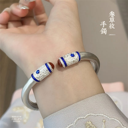 New Chinese style curly grass pattern open bracelet