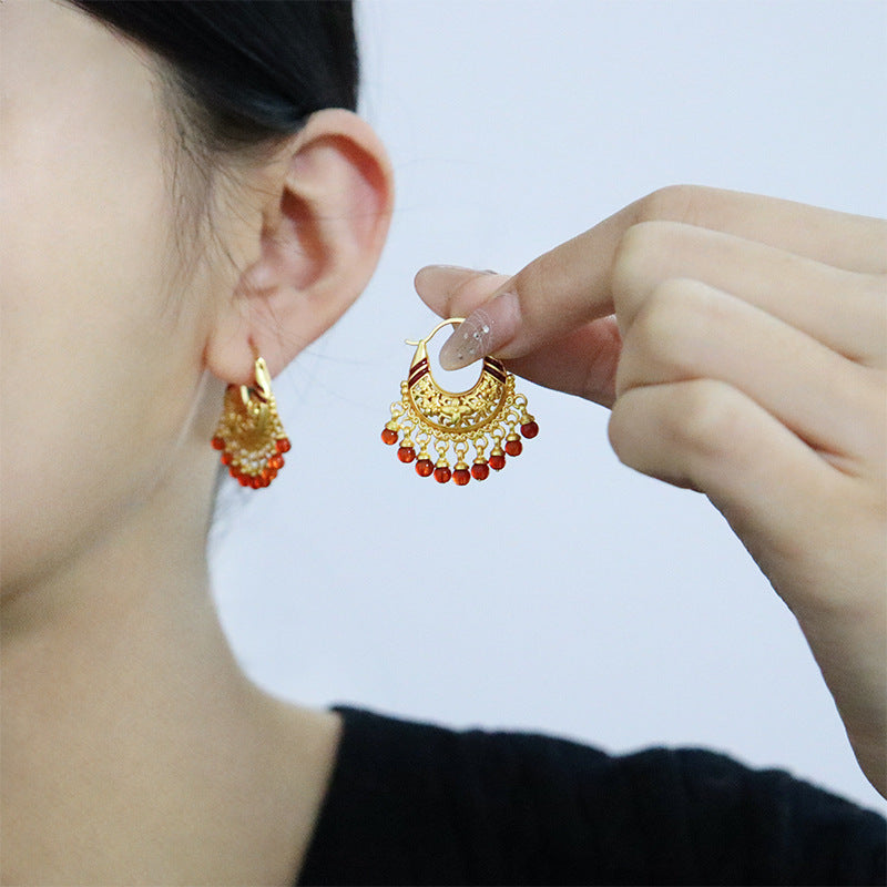Oriental antique exquisite tassel earrings - jewelryweilin