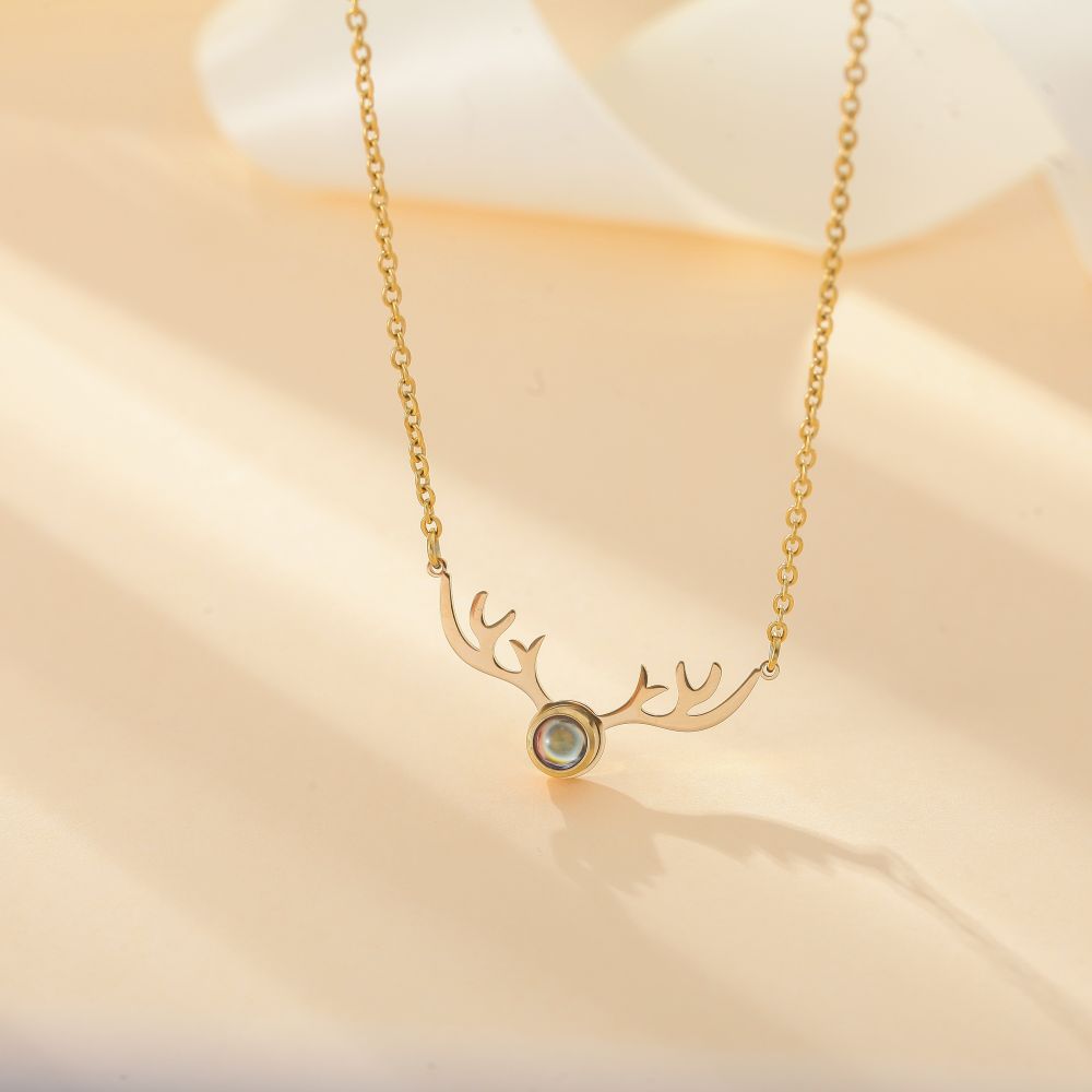 Photo projection antler necklace