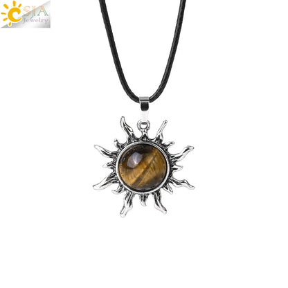 Vintage Amethyst Sunflower Pendant