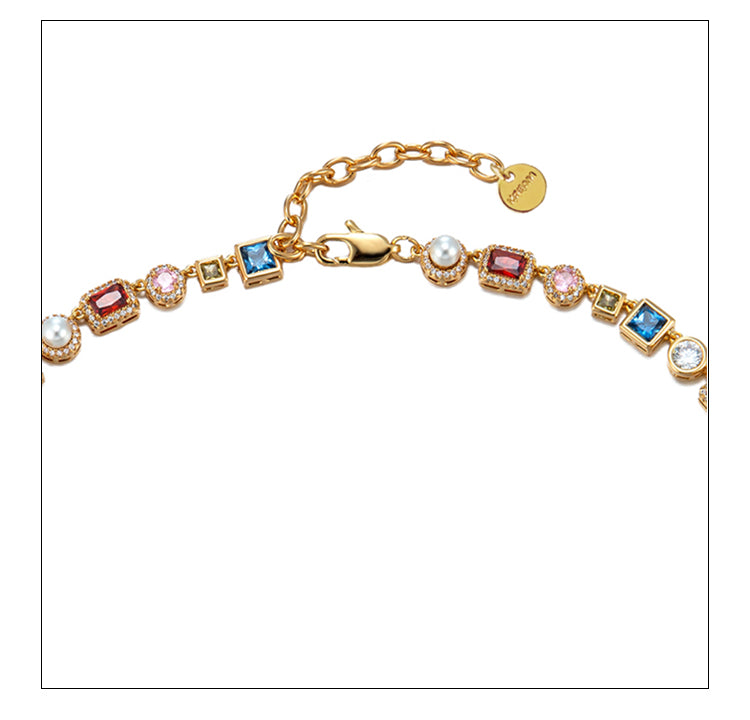 Colored diamond pearl necklace