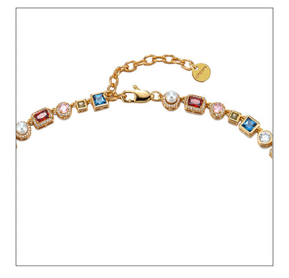 Colored diamond pearl necklace