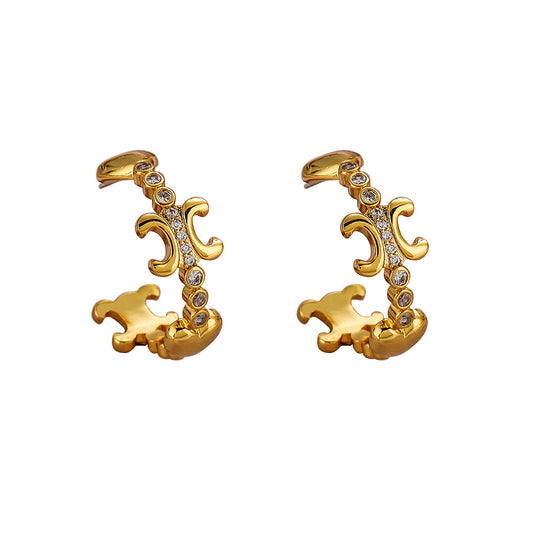 Noble retro heart zircon earrings - jewelryweilin