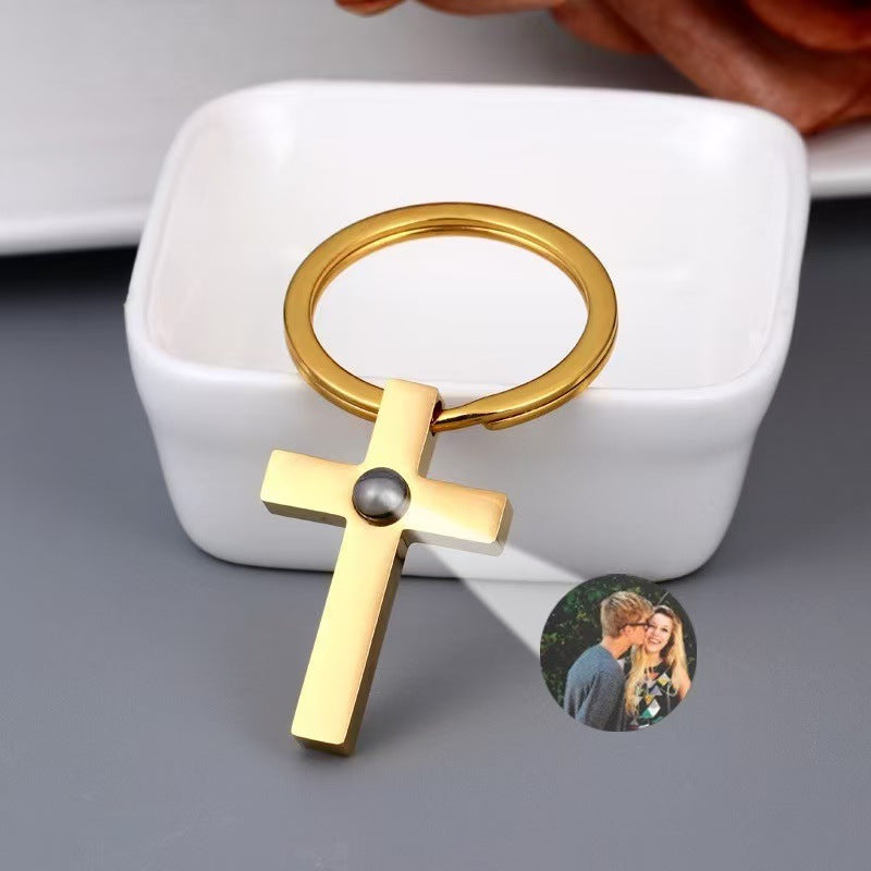 Photo Projection Cross Necklace