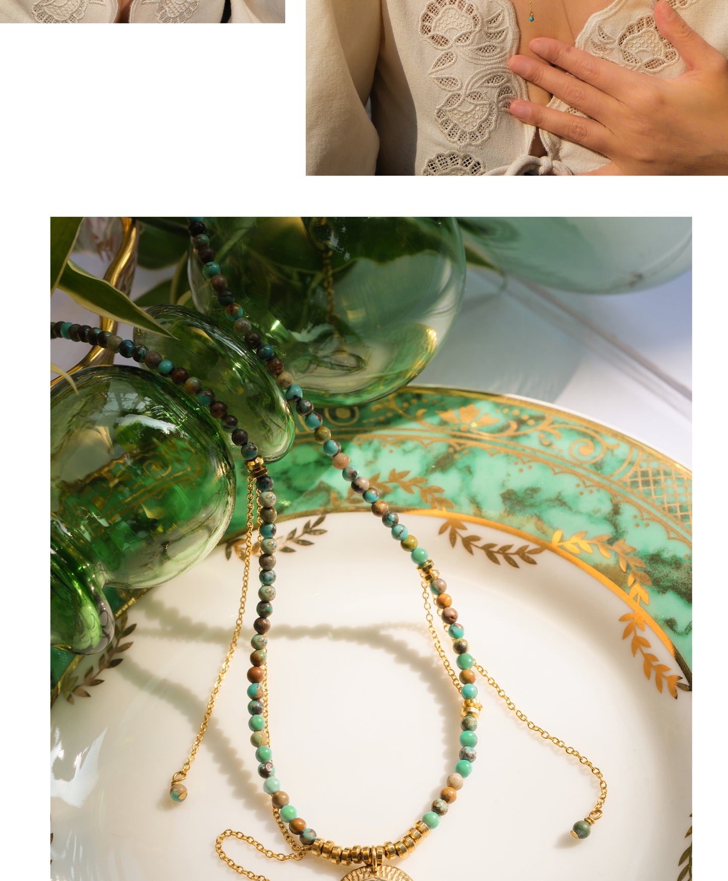 Golden circle six-pointed star necklace