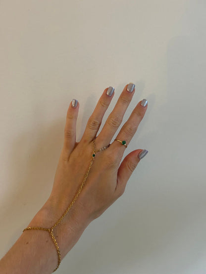 Zircon Four-Leaf Clover Colored Diamond Finger Necklace