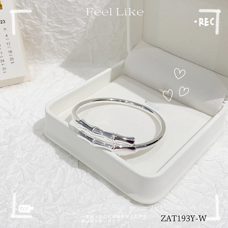 Fashion Bamboo Flash Sand Silver Bracelet