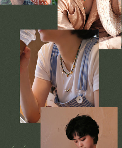 Ethnic-style green turquoise necklace