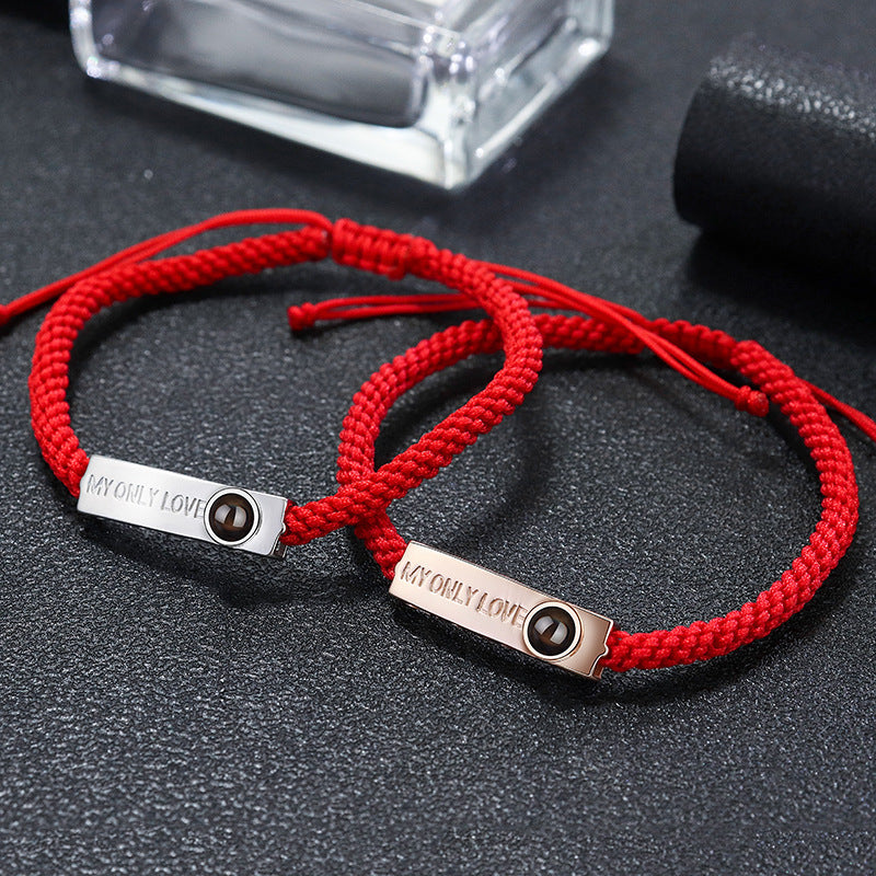 Photo projection S925 silver woven bracelet