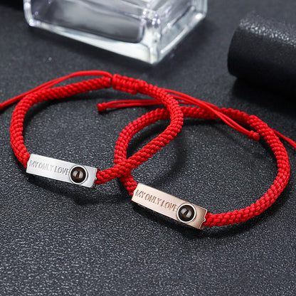 Photo projection S925 silver woven bracelet