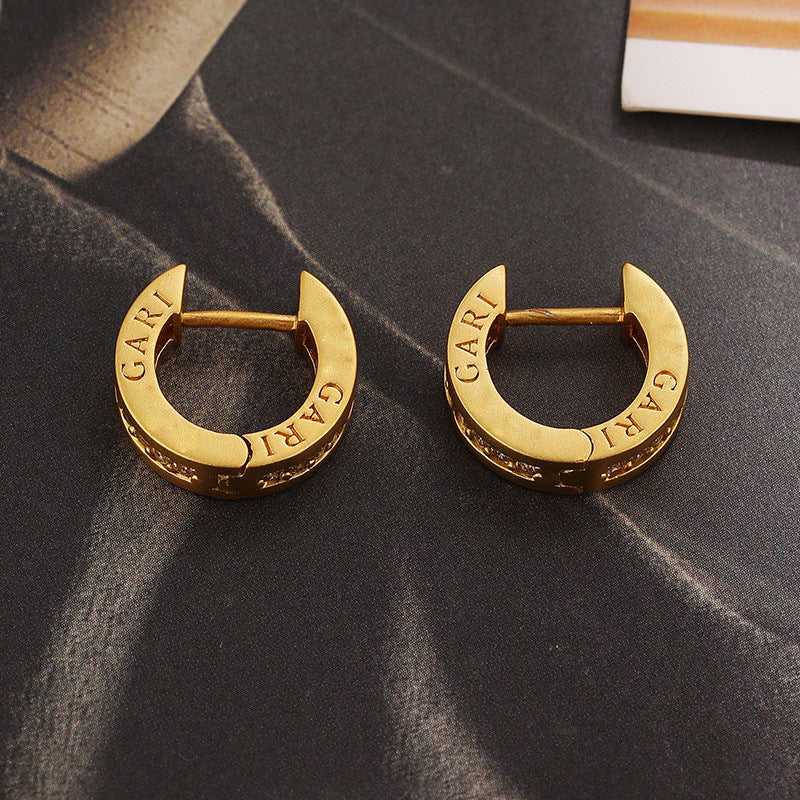 Simple high-end vintage zircon c-shaped earrings - jewelryweilin