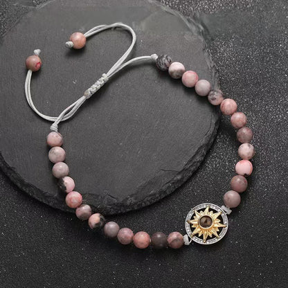 Sunflower photo projection natural stone bracelet